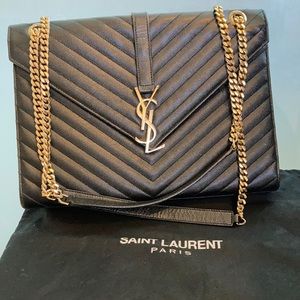 Auth Yves Saint Laurent (YSL) College Shoulder Bag